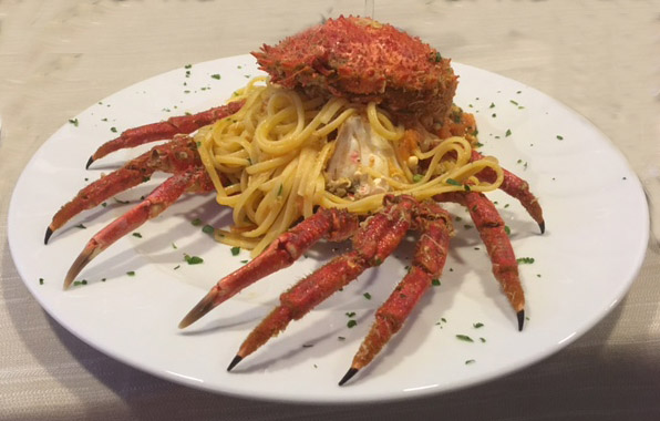 Spaghetti con polpa di granchio